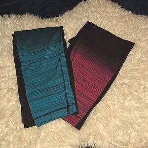 2 pairs of flexible ombre yoga crop pants